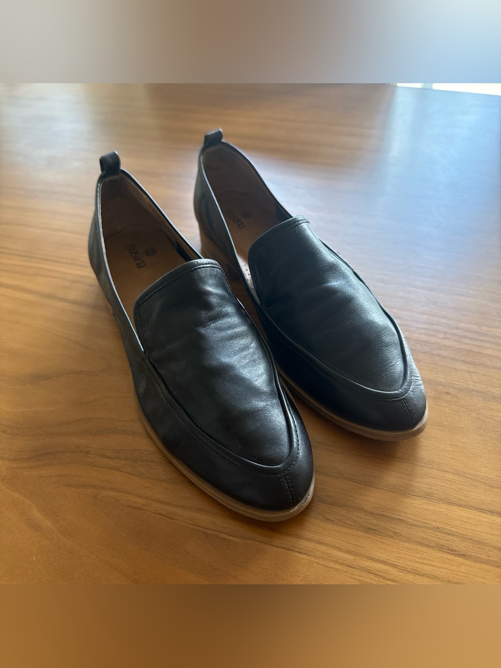 Black Leather Slip-On Loafers
